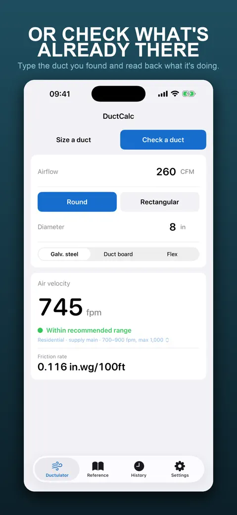 DuctCalc: HVAC Ductulator screenshot 2